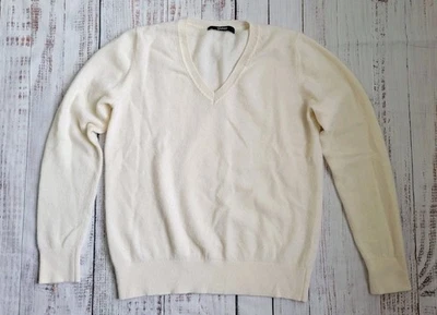 Suéter Pullover QUINCE Cuello en V Cachemira Top Para Mujer Talla Mediana Marfil Foto 1 de 4