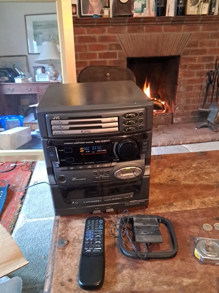 JVC MX-D301T 3 Disc CD Player Works Hi Fi System Twin Tape, Speakers In Box - Image 1 of 4