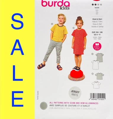 burda kids - Pattern 9229 - Short Sleeved Tee-Shirt Dress, Robe & T-Shirt Top - Image 1 of 4