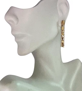 14k YG Imperial Gold Dangle Earrings Mirror Bar columns 1.5" Estate 2.9g Rare - Picture 1 of 14