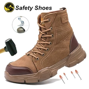 Leather Safety Shoes Slip On Work Boots Steel Toe Shoes Water Resistant Comfort - Picture 1 of 33