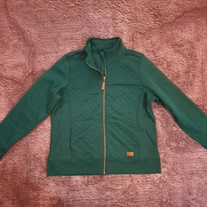 LL Bean Damen Pullover mit durchgehendem Reißverschluss gesteppt grün Large - Bild 1 von 5