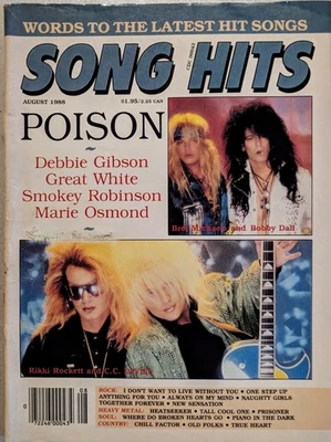 Song Hits Magazine August 1988 Poison, KISS, Smokey, Marie Osmond, Debbie Gibson - Image 1 of 4