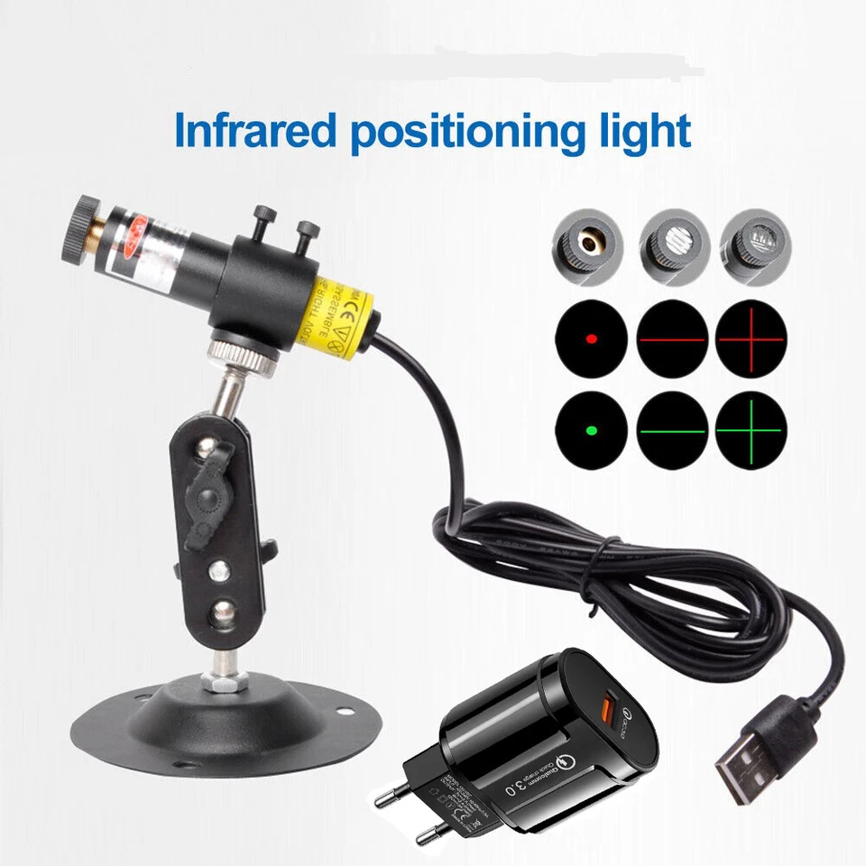 USB 5mW  Laser Modul mit Positionierer Halter Fokussierbar mit  Netzteil adapter - Bild 1 von 4