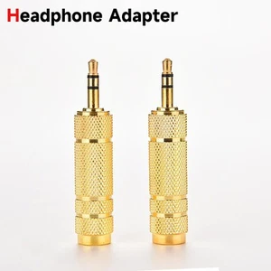 BIG to SMALL Headphone Adapter Converter Plug 6.35mm to 3.5mm Jack Audio GOLD - Picture 1 of 5