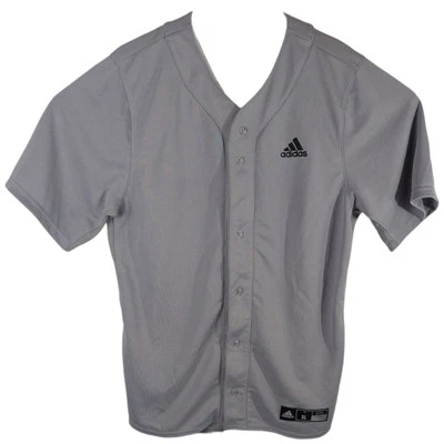 阿迪达斯棒球运动员比赛球衣垒球男式尺寸XL灰色套衫纽扣 — 第 1/4 张图片