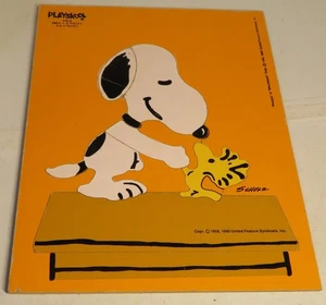 Vintage Playskool SNOOPY WOODSTOCK PALS Wooden Puzzle 8 pc 230-2 1965 Schulz GUC - Picture 1 of 7
