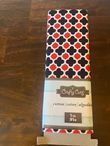 Neu Crafty Schnitte Baumwolle 1 Yard rot schwarz weiß 36 x 44" marokkanisches Vierfachfolie Muster - Bild 1 von 6