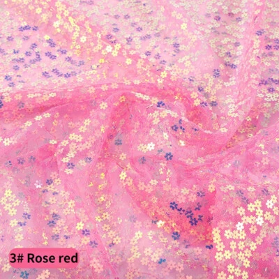 Flower Shaped Sequin Fabric Floral Sparkly Bling Shiny Dress Background Sewing - Image 1 of 4