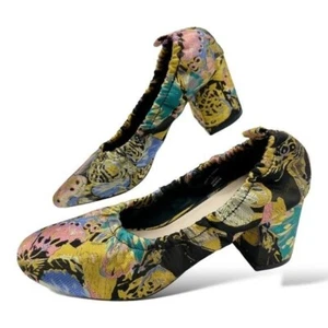 ASOS Simone Floral Satin Fabric Block Heels In Jacquard Sz 5 - Picture 1 of 11