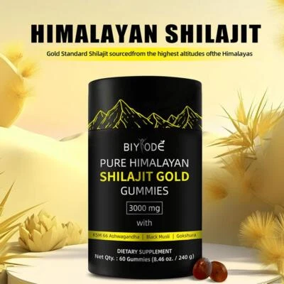 Shilajit Gummies Pure 100% Himalayan Shilajit Resin Natural Supplement-60PCS