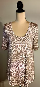 Nuovo con etichette - Top/Tunica donna Maurices beige/abbronzatura stampa animalier manica corta, Medium M - Foto 1 di 6