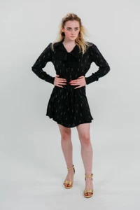 Diamante Skaterkleid Vintage Style, Strassdetail, Kragenausschnitt, Minikleid - Bild 1 von 5