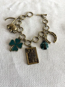 St Patricks Day Irish Chunky Lucky Charm Bracelet 4 Leaf Clover/Elephant/card P2 - Picture 1 of 6