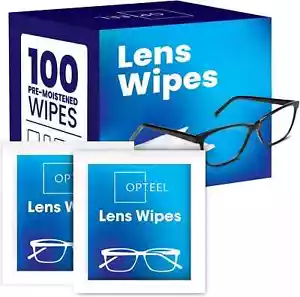 Lens Wipes for Eyeglasses- Pre-moistened Eyeglass Lens Cleaning Wipes - 100 Lens - Picture 1 of 8