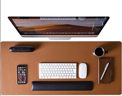 Almohadilla de escritorio de cuero PU de doble cara antideslizante alfombrilla de ratón impermeable alfombrilla de escritura de escritorio Foto 1 de 4