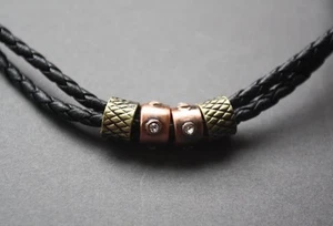 NEW Leather Men's Metal Surfer Braided Necklace Choker  - Picture 1 of 2
