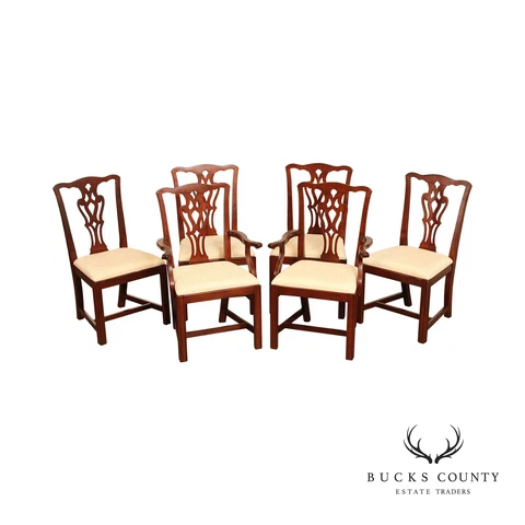 Pennsylvania House Chippendale Style Set Six Cherry Dining Chairs Cover