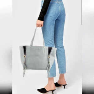 Chloe Blue Grey Calf Leather Large MILO Tote Shoulder Bag 👜 - Picture 1 of 14