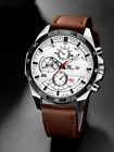 Watch For Men Elegant Date Quartz Wrist Watch Leather Strap Fashion Accessory