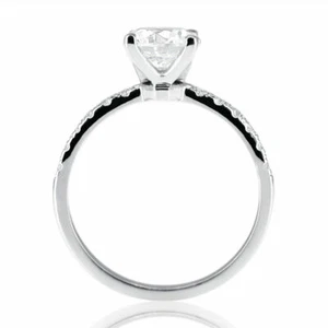 1.00 CT D/VS1 Wedding Round Cut Diamond Engagement Ring 18K White Gold - Picture 1 of 7