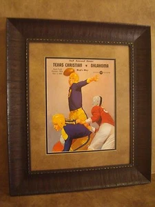 VINTAGE OKLAHOMA SOONERS COLLEGE FOOTBALL PROGRAM FRAMED "OU VS. TCU" - Picture 1 of 7