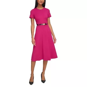 Karl Lagerfeld Paris Damen Ponté Gürtel Midikleid Wildberry Größe 4 Neu mit Etikett - Bild 1 von 9