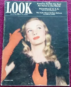 VERONICA LAKE COVER Look (6/2/42) movies Rita Hayworth Shirley Temple DeMille - Imagen 1 de 6