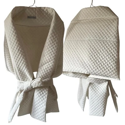 White Wrap Cape Coat Quilted Puffer Long Lagre Scarf 25x80inch 2 pocket and Belt - Image 1 of 4