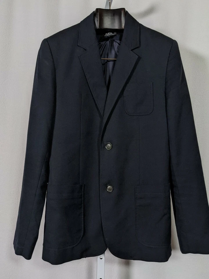 APC Durable Wool Dark Blue 3 Button Blazer Jacket Small - Image 1 of 4