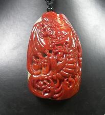 Certified Red 100% Natural A JADE JADEITE PENDANT Flyin Dragon Money Coin 276864