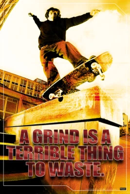 A Grind Is A terrible Thing To Waste Skater Humor Poster 12x18 - Image 1 of 3