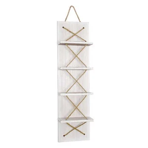 Nautical Rope Bottle Vertical Wall Mounted Wine Rack, White Wash - Picture 1 of 2