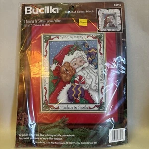 I Believe in Santa #83396 Bucilla 1996 gezählt Kreuzstich Bild/Kissen Neu - Bild 1 von 7