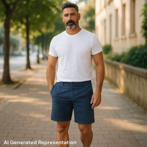 IZOD pantaloncino uomo taglia 40 blu acqua salata elasticizzato casual chino piatto davanti - Foto 1 di 10