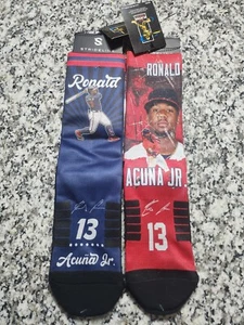 2 PACK STRIDELINE MLB RONALD ACUNA JR. #13 ATLANTA BRAVES SOCKS M/L NWT UNISEX - Picture 1 of 6