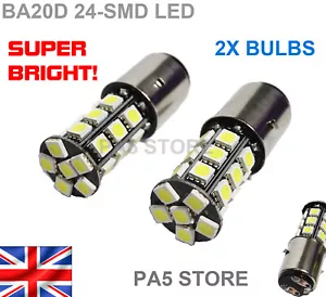 2x BA20D H6 24-SMD 5050 LED Glühbirnen - XENON WEISS 6000K Motorrad Motorrad UK - - Bild 1 von 2