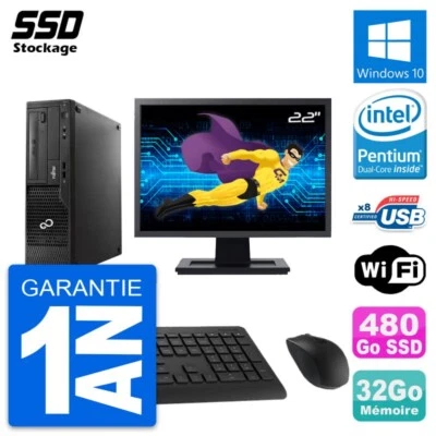 PC Fujitsu E510 DT Pantalla 22" Pentium G2020 RAM 32GB SSD 480GB Windows 10 Wifi - Imagen 1 de 4