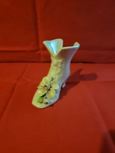 Bassono Italy Signed Ceramic Victorian Boot Shoe Hand Painted Flowers - Picture 1 of 7