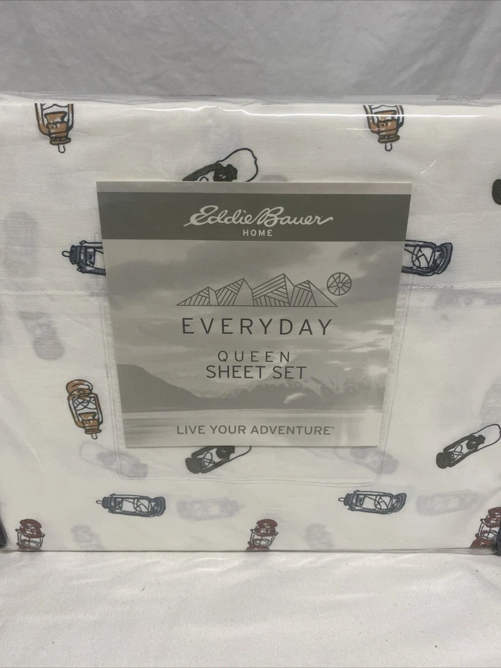Eddie Bauer Home Queen Sheet Set Lanterns 100% Cotton NEW H - Image 1 of 4