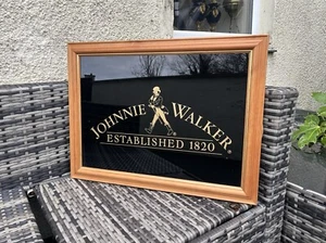 VINTAGE JOHNNIE WALKER SCOTCH WHISKY ADVERTISING PICTURE MIRROR BAR PUB MAN CAVE - Picture 1 of 14