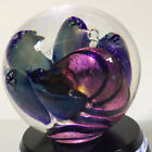 Herb A Thomas Hand Blown Art Glass Paperweight Penguins Design Signed "HAT"