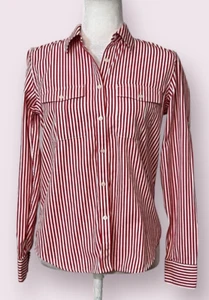 Lauren Ralph Lauren Red White Stripes Shirt Button Front Long Sleeve Size Small - Bild 1 von 7