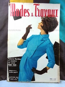 MAGAZINE MODES & TRAVAUX AVEC SUPPLÉMENT PATRON COUTURE, N°721, JANVIER 1961 - Picture 1 of 12