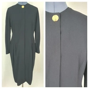 Vintage Black Fitted Dress w Front Concealled Button Down by Liz Claiborne Sz 10 - Picture 1 of 13