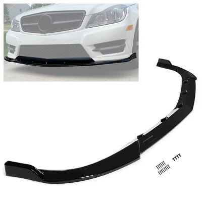 Gloss Black Front Bumper Lip Splittle For Mercedes Benz W204 Sport C Class 08-14 - Image 1 of 4