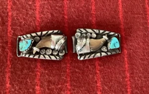 RARE Sterling Turquoise Watch Bands With Claws~Signed E D - Picture 1 of 6