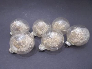 6 x DDR Glas Christbaumschmuck Weihnachtsschmuck Kugeln mit Tinsel Vintage - Bild 1 von 3