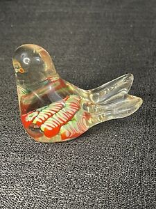 Beautiful Hand Blown Bird Art Glass Millefiori Paperweight 3" Colorful 