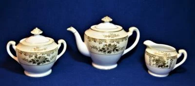 Vtg Noritake Morimura " M " Japon Peint Ensemble Théière à Couvercle Sucrier - Photo 1/3